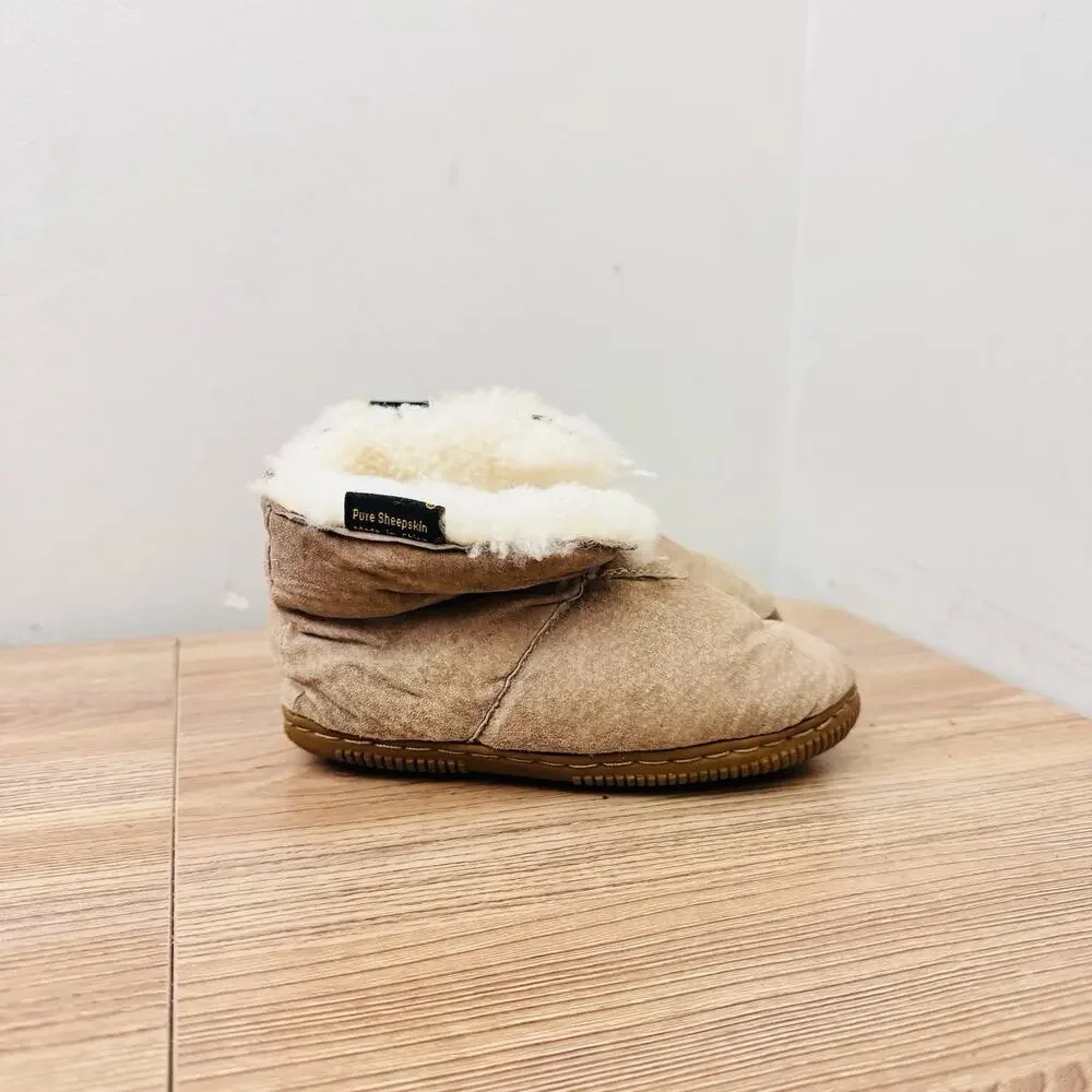 Old Friend Sheepskin Suede pull-on booties Brown Child’s 9